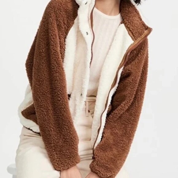 NWT | REVOLVE x Plush Apparel Ivory and Brown Teddy Bear Jacket Size S‎ - $169 - Picture 1 of 6